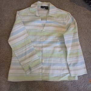 lightweight striped button front jacket for spring and summer!